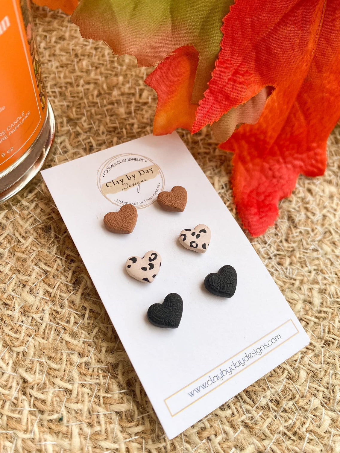 Neutral Heart Stud Earrings