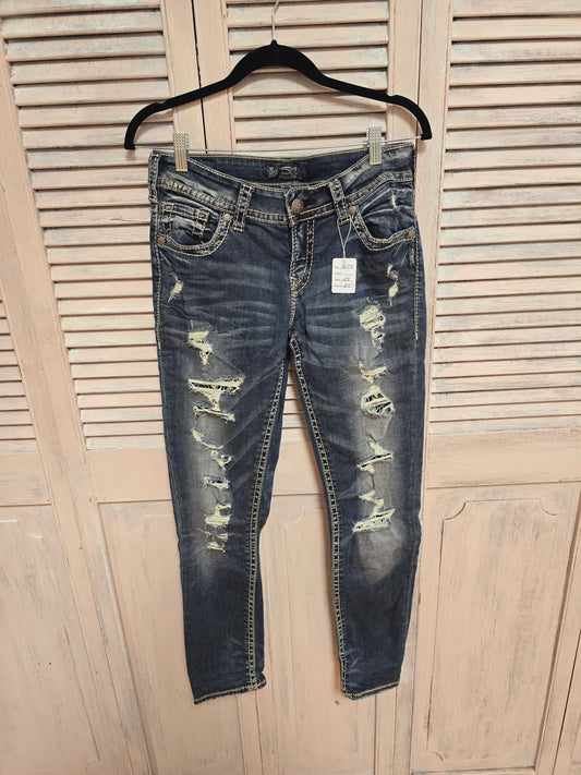 Silver Suki Lace Destruction Jeans