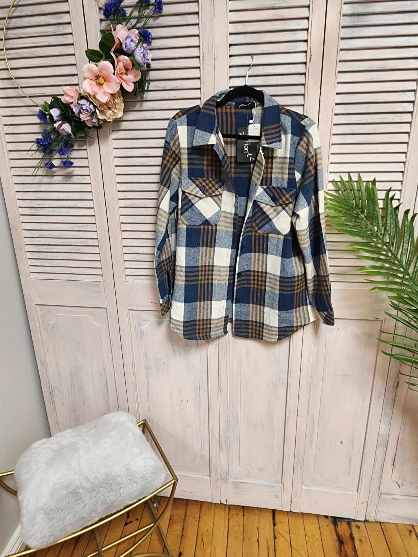 Fiori Plaid Button Up